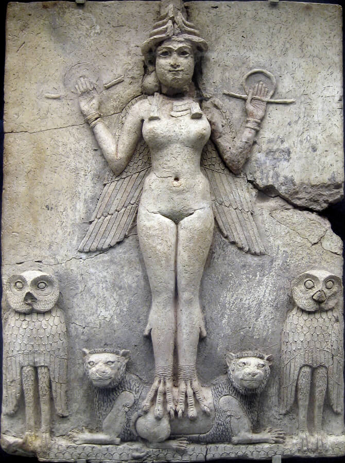 “Burney relief” aka “Queen of the Night”, Old Babylonian terracotta relief, 19thC BC-18thC BC- © Trustees of the British Museum