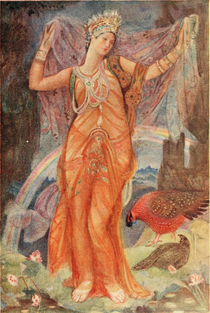 “The Mother-goddess Ishtar” illustration by Evelyn Paul. Taken from “Myths and legends of Babylonia and Assyria” by Lewis Spence, 1916.